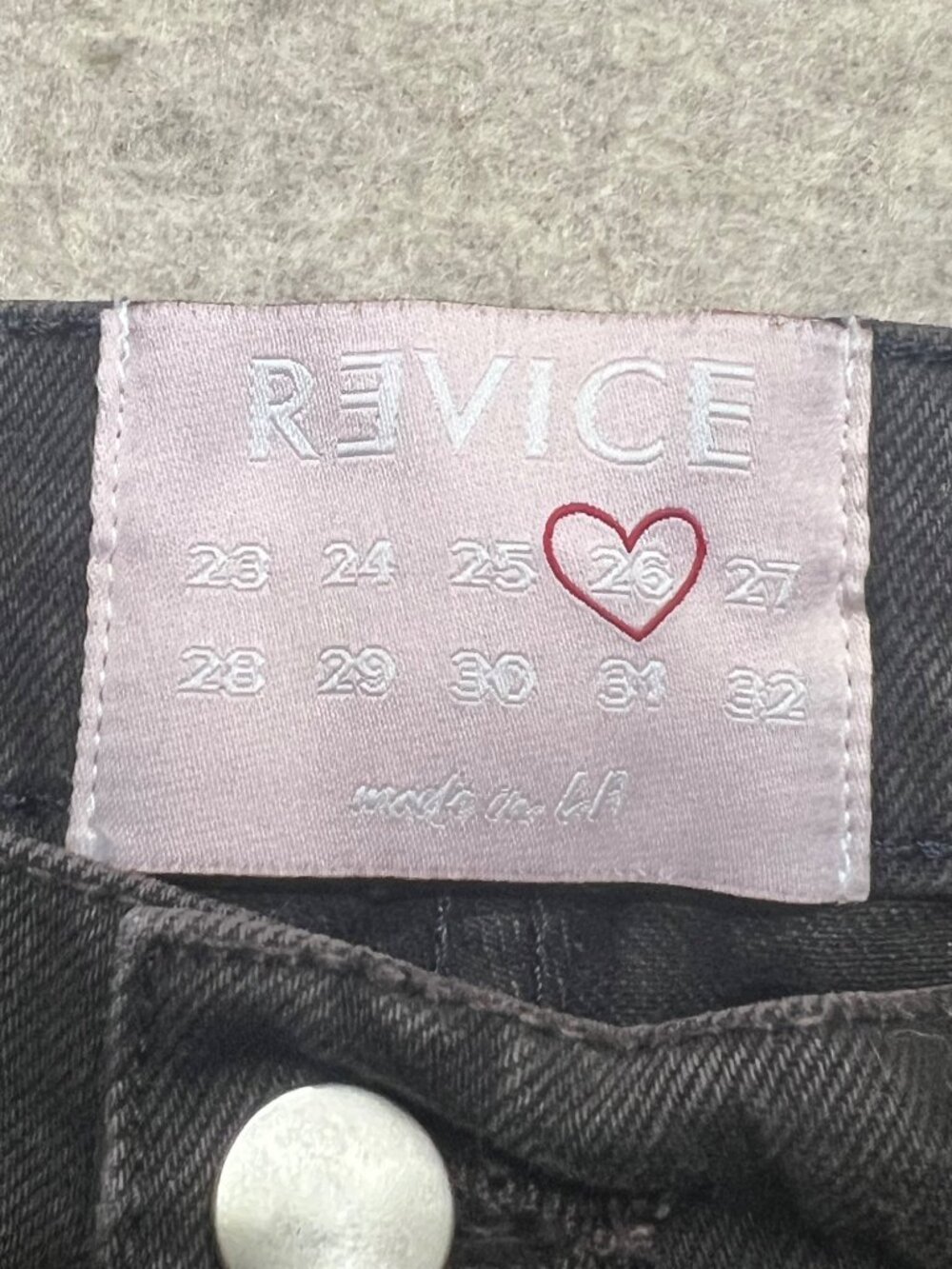 Revice Denim Black High-Waisted Straight-Leg Jeans Button Fly Classic 25 USA - Picture 3 of 10